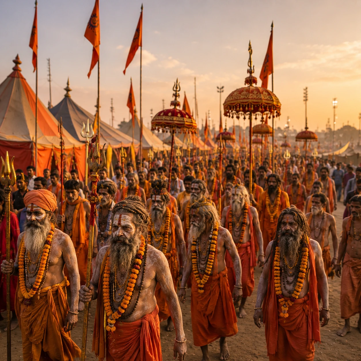 गोदावरी तट पर श्रद्धालुओं और संतों के साथ नासिक कुंभ का आध्यात्मिक वातावरण